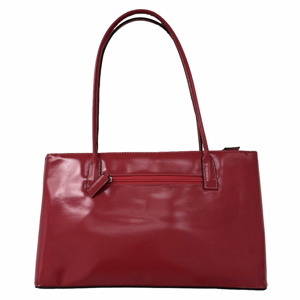 Vintage Red Black Checkerboard Faux Patent Leather Purse Shoulder Bag Colorblock - Picture 7 of 12